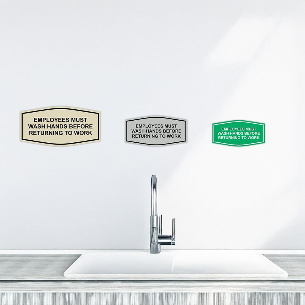 Fancy Employees Must Wash Hands Before Returning to Work Sign (Brushed Gold) - Small