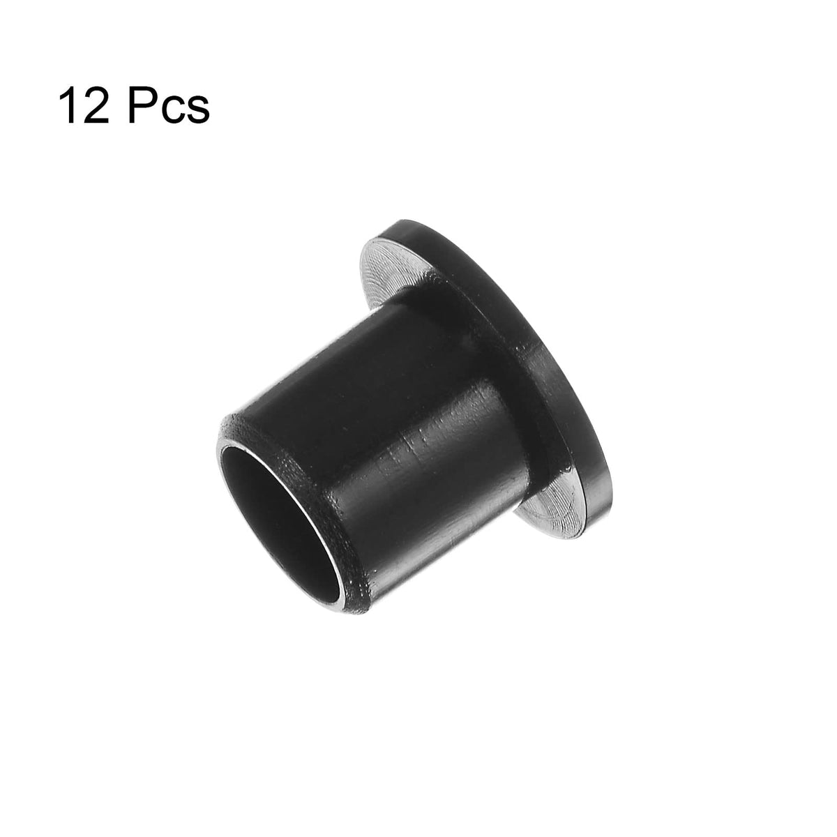 HARFINGTON 12pcs Flanged Sleeve Bearings 8mm Bore 10.6mm OD 12mm Length Nylon Bushings for Shaft, Black