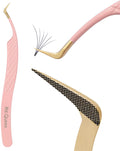 Eyelash Extension Tweezers,Diamond Grip Lash Tweezers for Isolation Applying and Mega Volume Mink Lashes Fanning