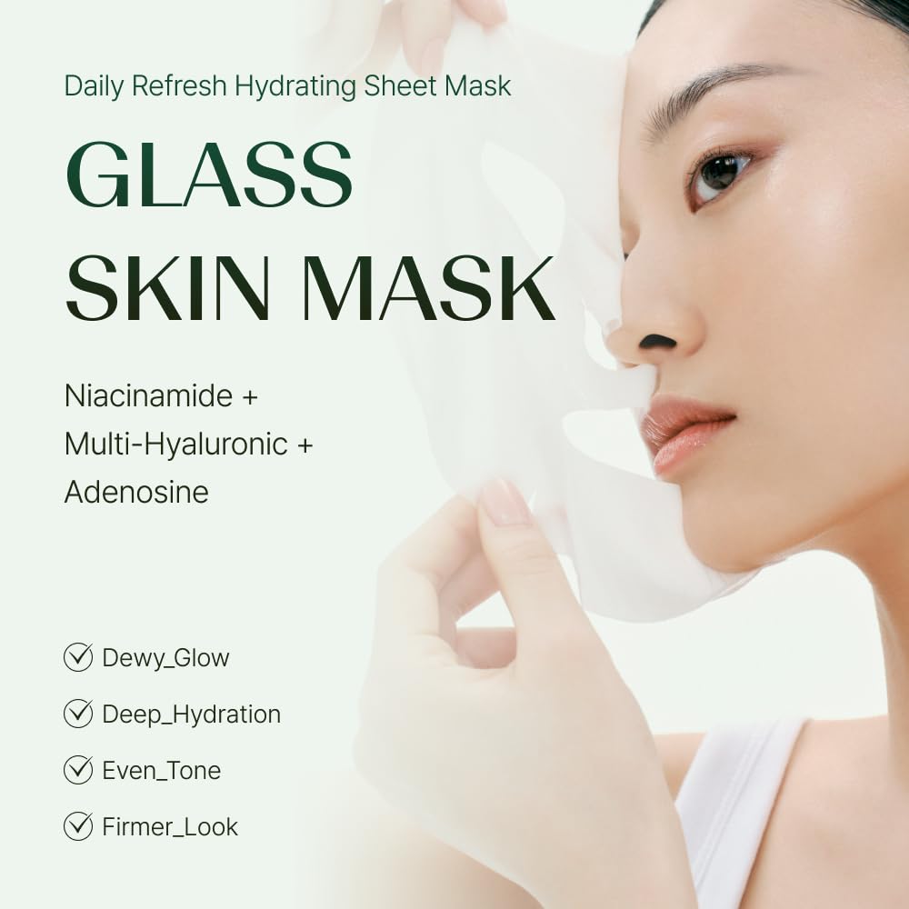 Daily Refresh Hydrating Sheet Mask (6ea), Dewy Glow Niacinamide Face Mask, Dry, Dehydrated&Sensitive Skin, Soothing