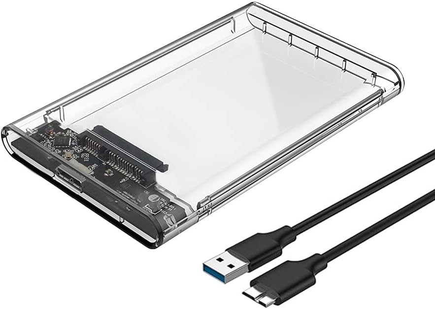2.5 Inch External Hard Drive Enclosure, SATA to USB 3.1 Tool-Free Clear for 2.5 Inch SSD & HDD 9.5mm 7mm External