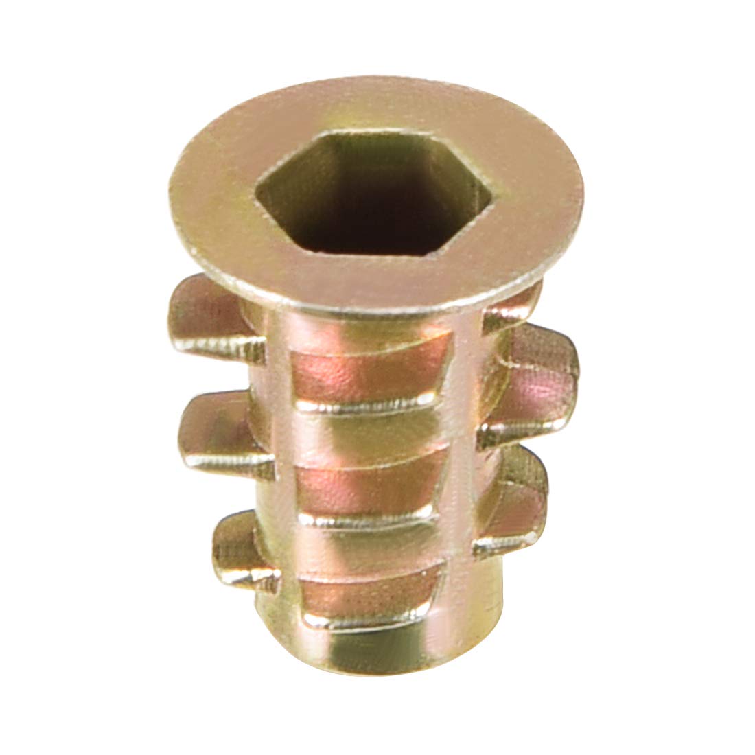 uxcell Furniture Threaded Insert Nuts Zinc Alloy M4 Internal Threads 10mm Length 50pcs