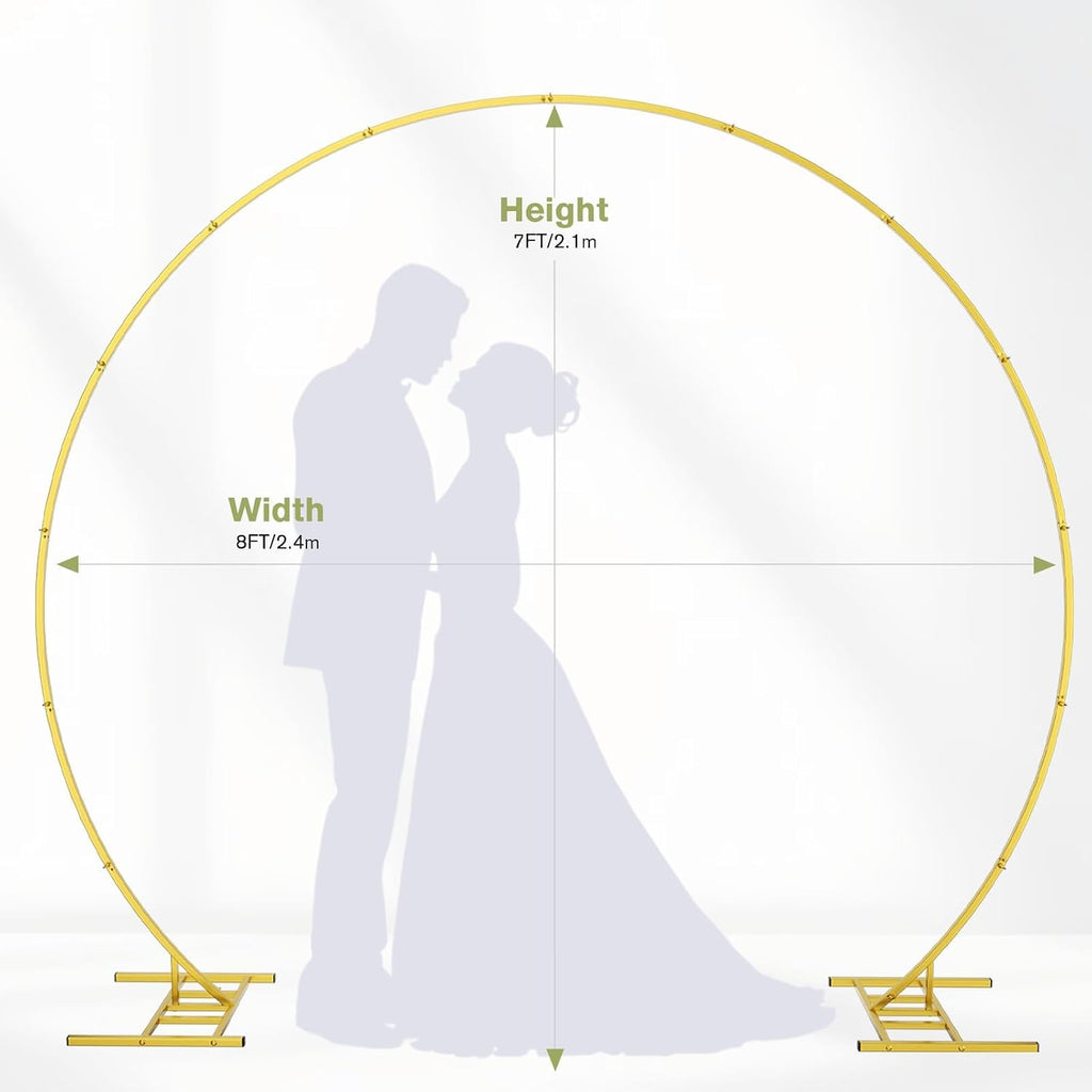 Round Backdrop Stand 8FT Gold Balloon Arch Stand Metal Circle Arch