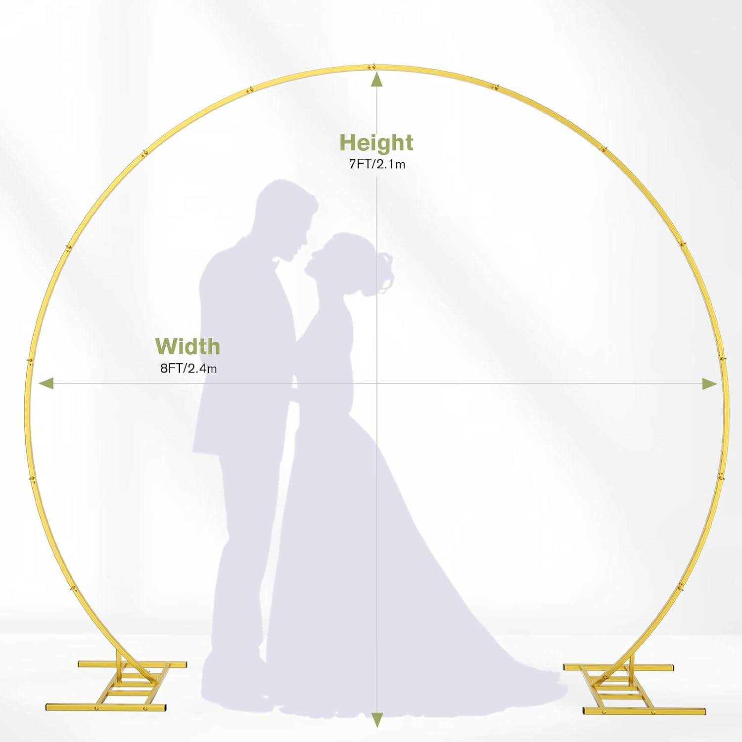 Round Backdrop Stand 8FT Gold Balloon Arch Stand Metal Circle Arch