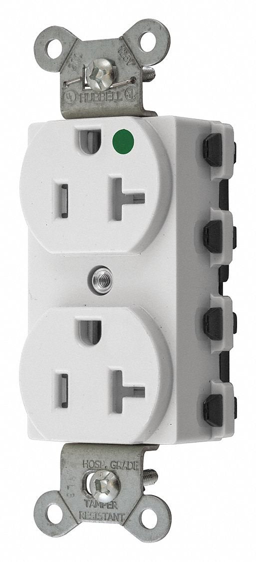 Hubbell Wiring Device-KELLEMS 20A Commercial Environments Receptacle, White; Tamper Resistant: Yes