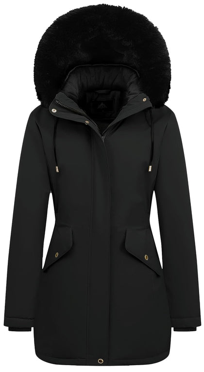 Women's Long Winter Down Coat Thicken Fleece Lined Puffer Jacket