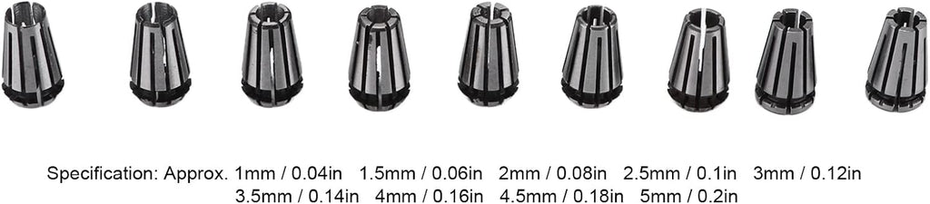 LiebeWH ER8 Collet Set 9-Piece, 0.005mm Precision, HSS