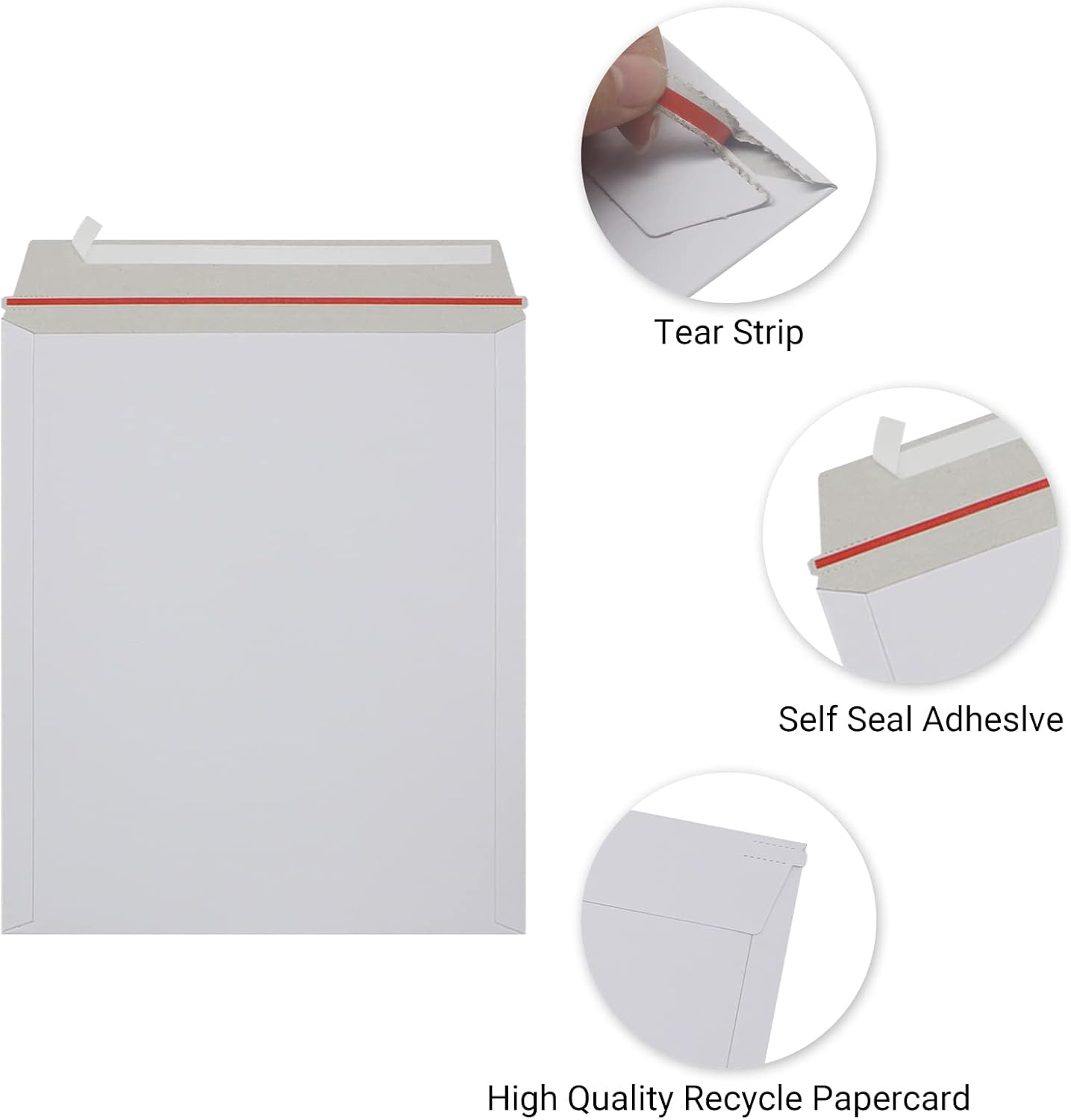25 Pack 12.75x15 inch Rigid Mailer Self Seal Photo Document Mailers Stay Flat White Cardboard Envelopes White