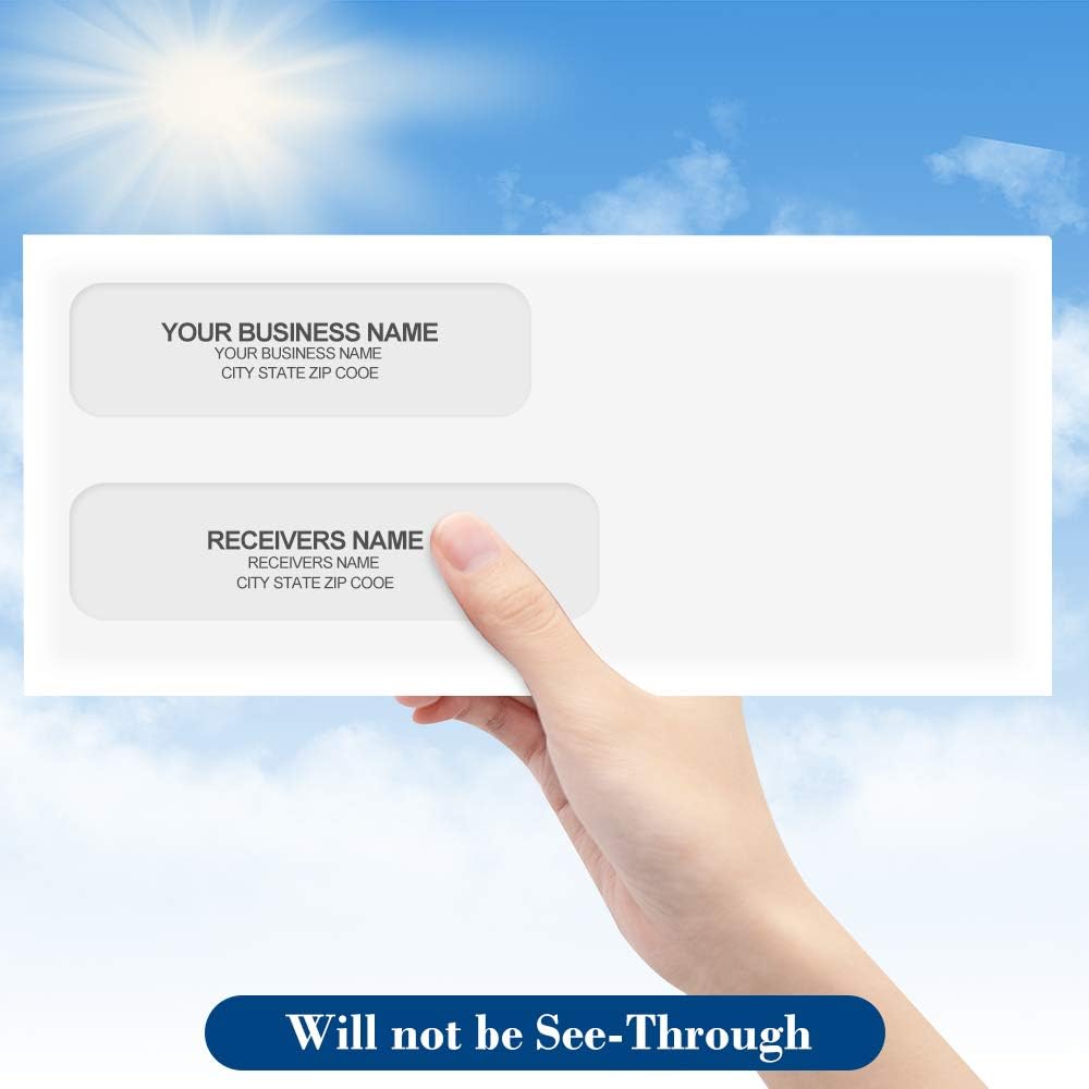 500 Count #10 Double Window Envelopes 4-1/8x9-1/2" Self Seal Security Envelopes for QuickBooks Invoices, Business