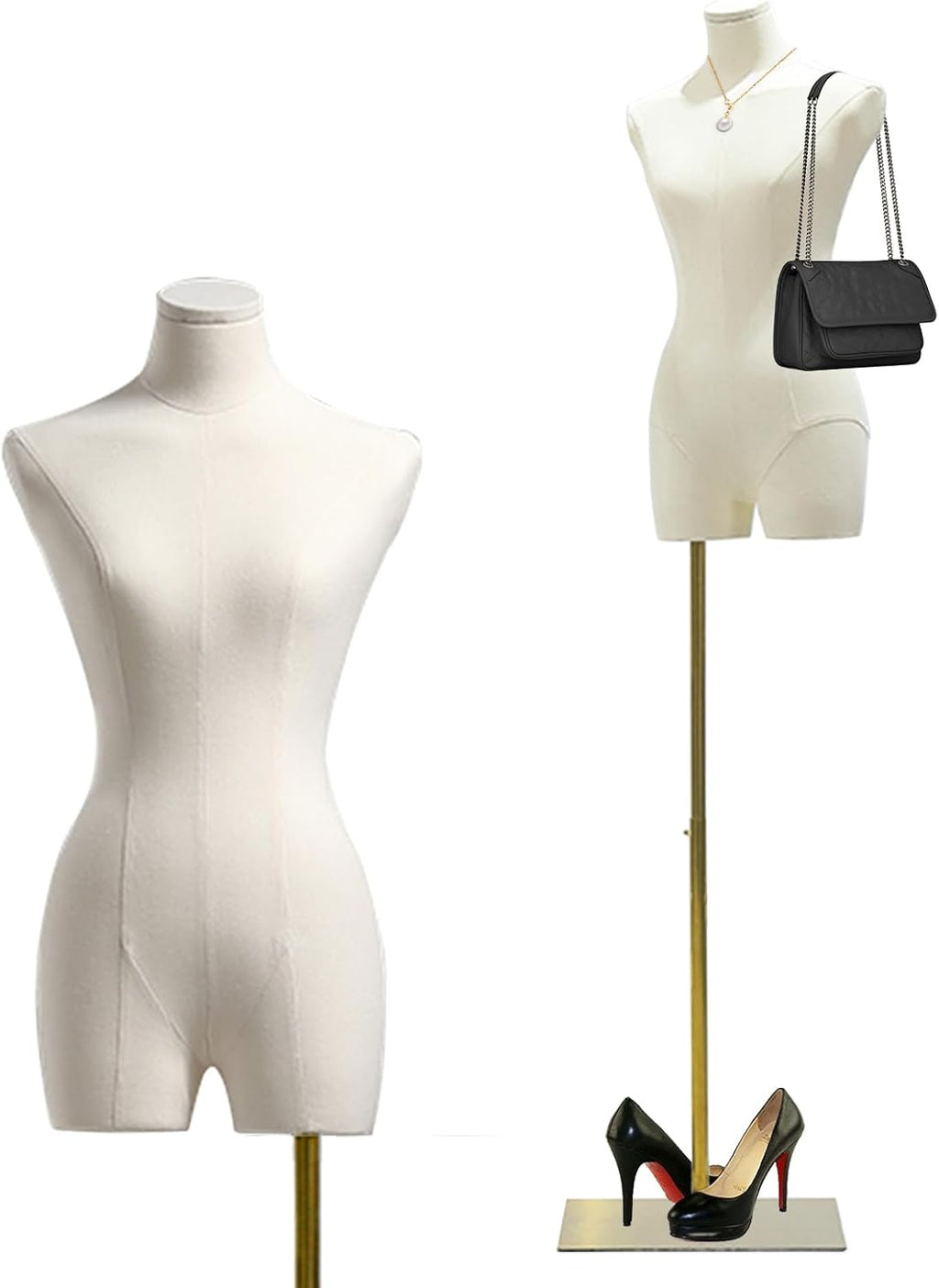 47"-83" Female Mannequin Dress Form Torso Full Body with Metal Stand (Gold) | Height Adjustable Display Mannequin