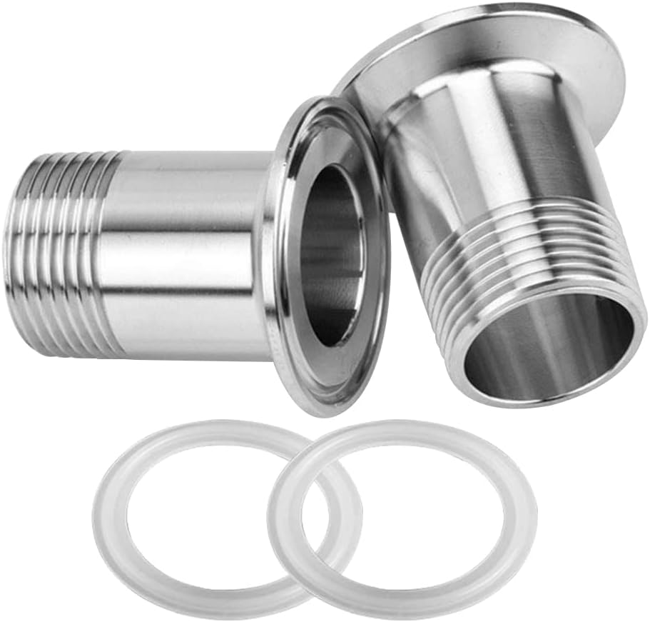 Sanitary Pipe Fitting 1" NPT Male Thread x 1.5" Tri Clamp 2Pcs