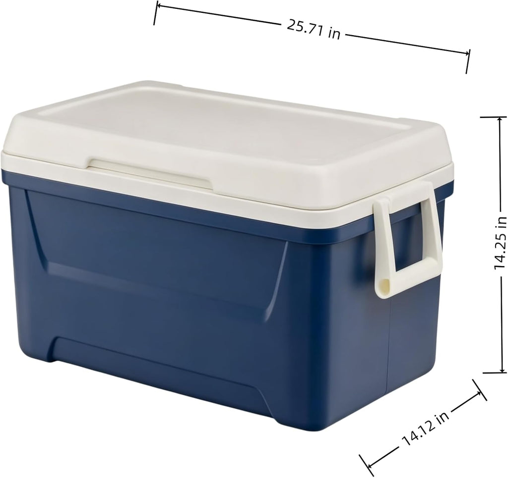 48 QT Hard-Sided Ice Chest Cooler, Capacity Heavy Duty Ice Chest, Swing-Up Handles, Eco-Friendly Foam Insulation