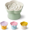 Ceramic Elevated Slow Feeder Cat Bowl, Raised and Gently Tilted Feeding Dish with Maze Design, Whisker-Friendly, Easy
