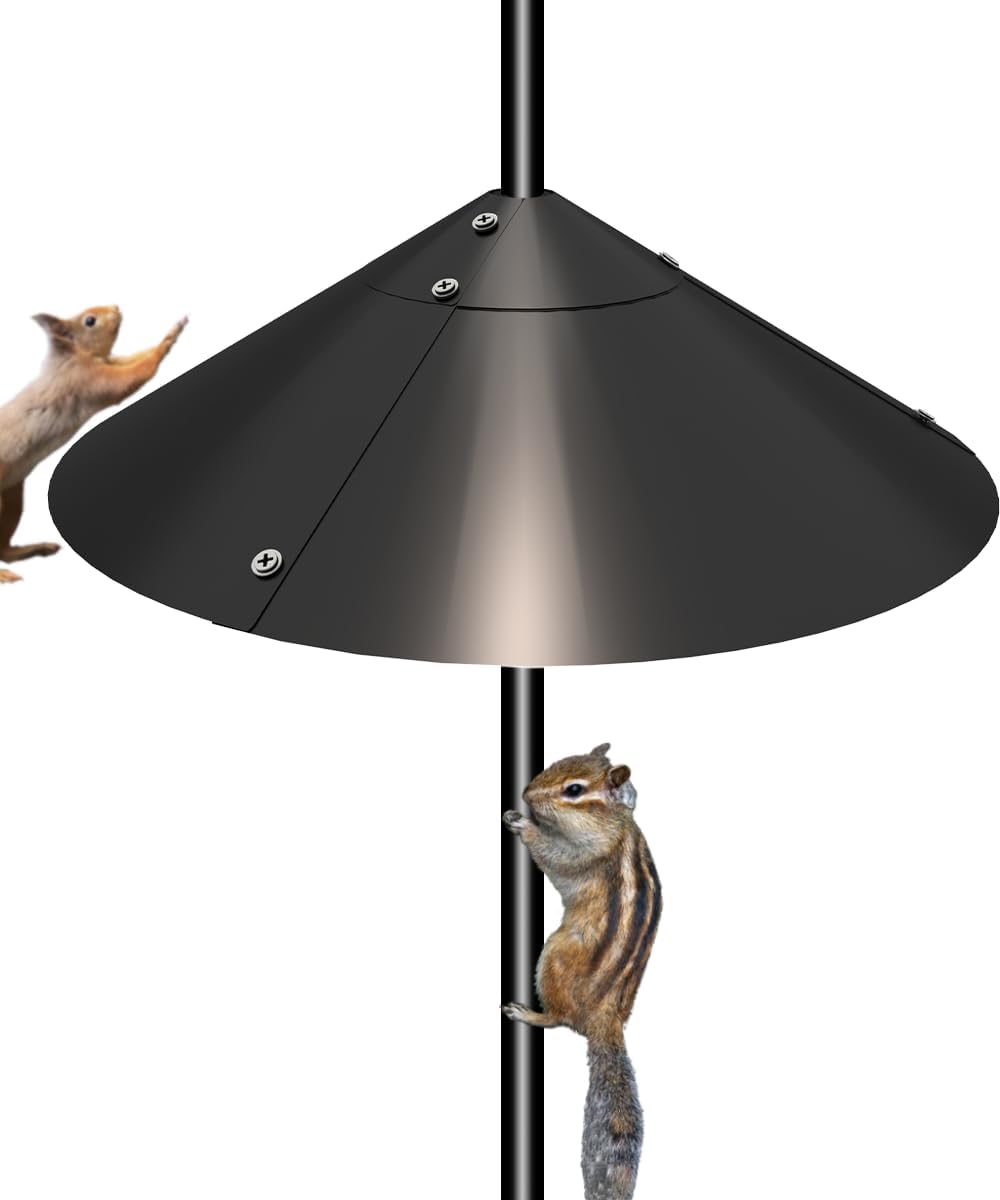 Metal Squirrel Baffle for Bird Feeder Pole, Outside Pole Mount Bird House Guard for Outdoor Shepherd’s Hook, 19 Inch