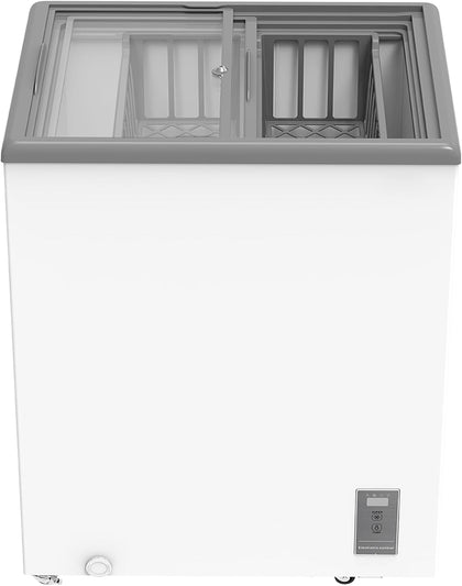 5.1 Cu.Ft Commercial Display Chest Freezer,Ice Cream Freezer w/Glass Door