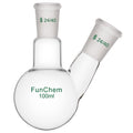 Glass Round Bottom Flask 24/40, 2 Neck Round Bottom Receiving Boiling Flask RBF, with 24/40 Standard Taper Outer