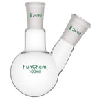 Glass Round Bottom Flask 24/40, 2 Neck Round Bottom Receiving Boiling Flask RBF, with 24/40 Standard Taper Outer