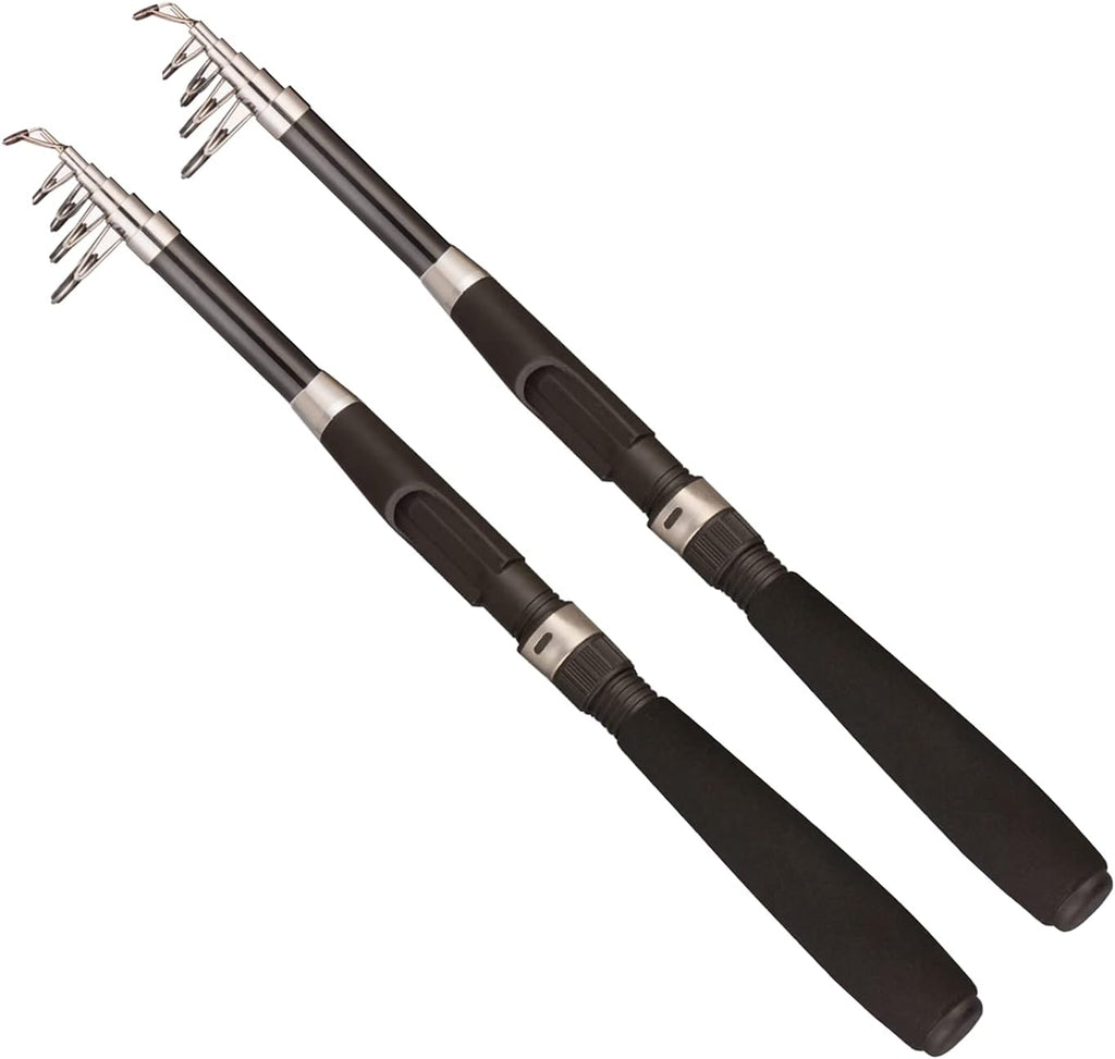 Fishing Pole Combo Set,2.1m/6.89ft 2PCS Collapsible Rods 2PCS Spinning Reels Lures Set Carrier Bag Carbon Fiber