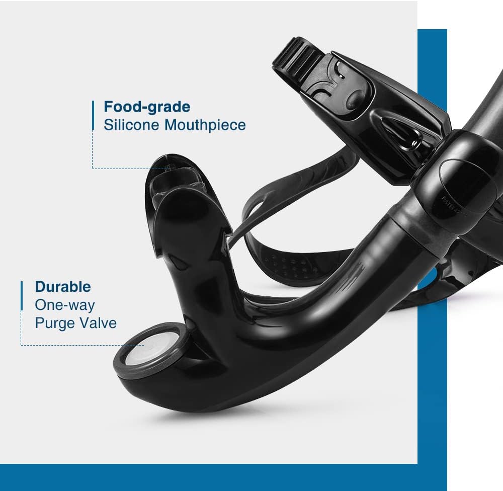 T1 Swim Snorkel for Lap Swimming Adult | Center Mount for Swimming Training, Comfortable Mouthpiece, One-Way Purge
