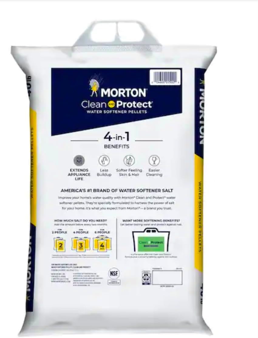Morton Water Softener Salt Pellets Clean and Protect 40 lbs -2 PACKS
