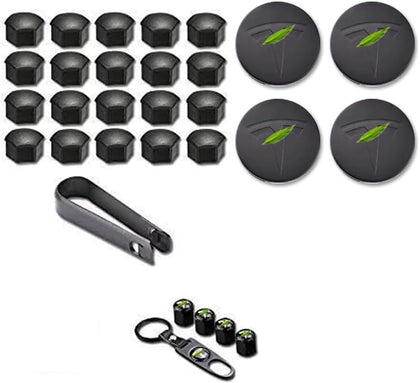 Exterior Decoration 4 Wheel Center Caps and 20 Lug Nut Covers & Air Cap Covers Compatible with Model X S 3 Y