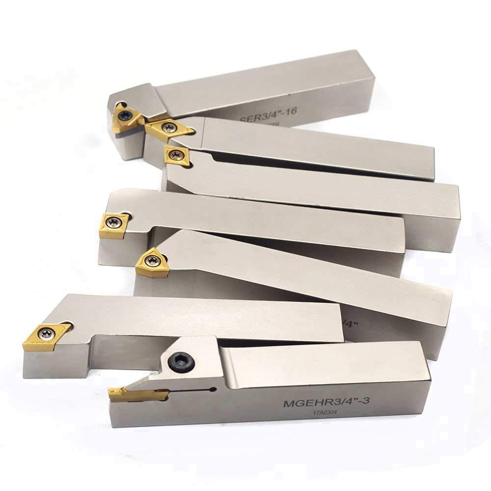OSCARBIDE 3/4" Shank Nickel Plated 7-Piece Indexable Lathe Tool Holder Set