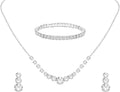 Crystal Wedding Jewelry Set, Silver Necklace Earrings Bracelet Crystal Bridal Wedding Jewelry Sets for Brides