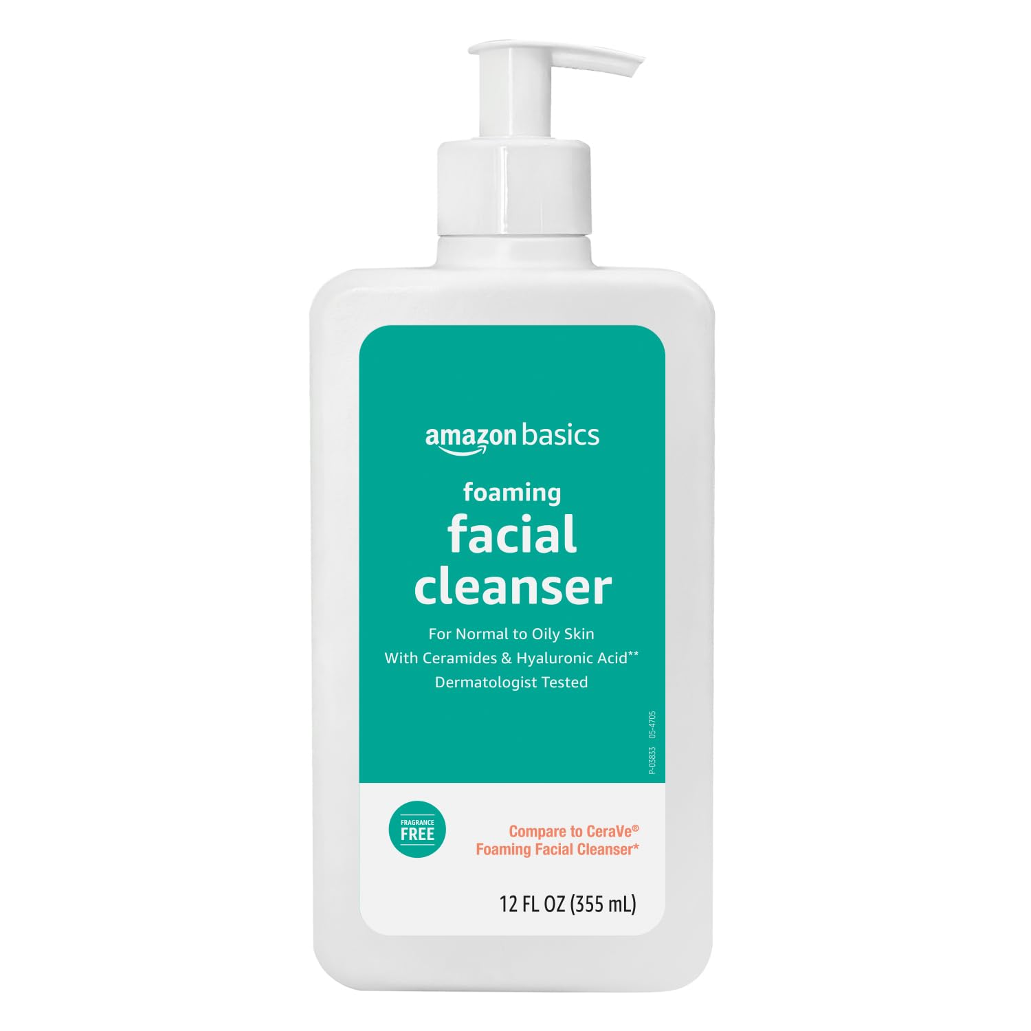 Foaming Facial Cleanser with Ceramides & Hyaluronic Acid, Gentle Daily Face Wash, Non-Comedogenic, Fragrance-Free, 12