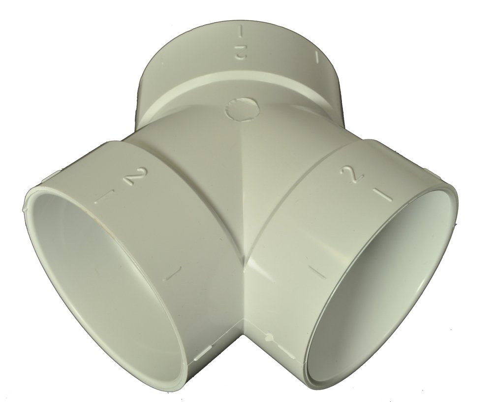 Central Vacuum PVC 2 Inch 3 Way Coupling Elbow CV-8070