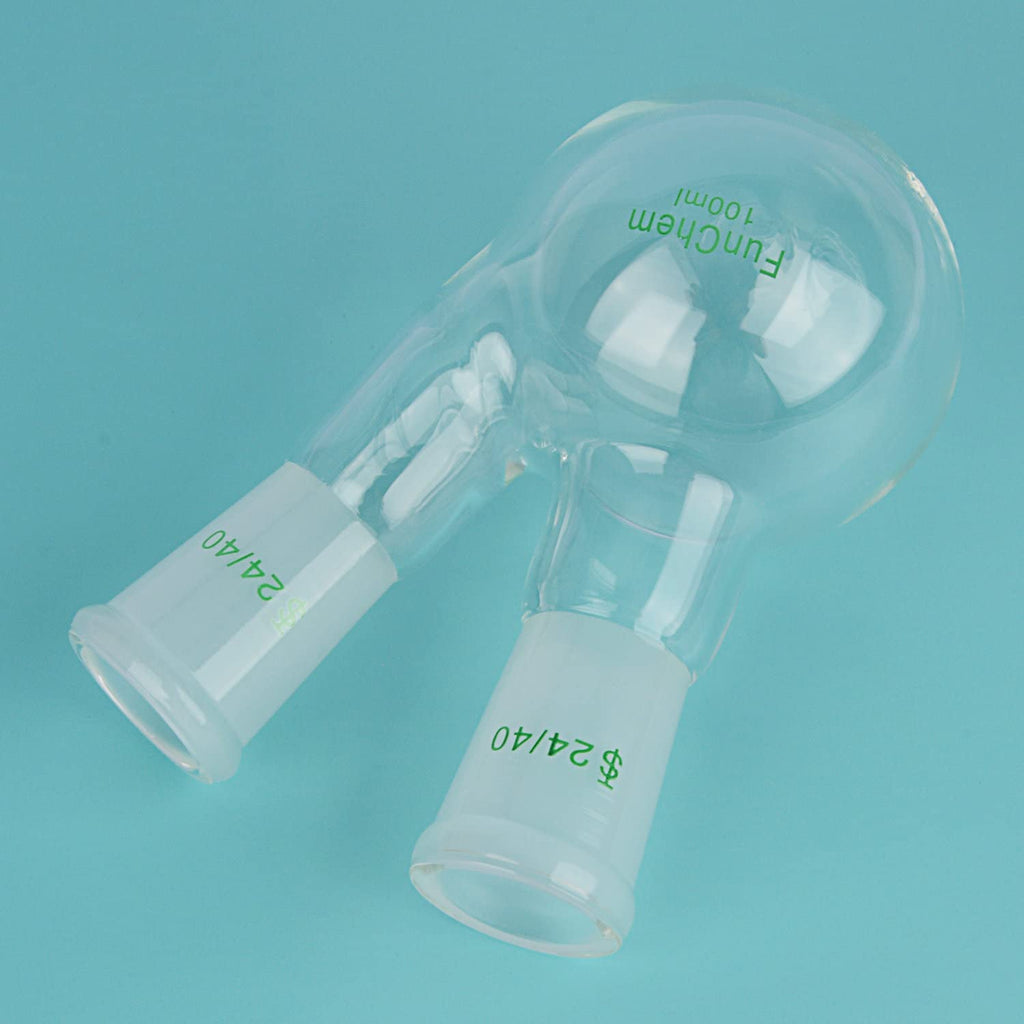 Glass Round Bottom Flask 24/40, 2 Neck Round Bottom Receiving Boiling Flask RBF, with 24/40 Standard Taper Outer