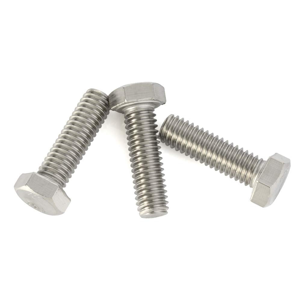 Mellewell 3/8-16 x 2 Hex Head Screw Bolt, Fully Threaded, Stainless Steel 18-8, Plain Finish, Quantity 8