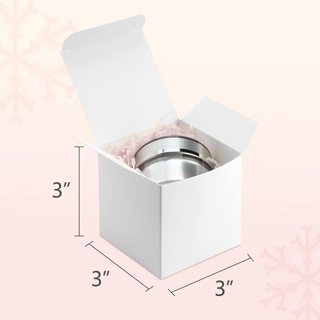 3x3x3 White Cube Gift Boxes - 50pcs Recycled Paper Boxes with Lids for Gifts, Crafting, Cupcake & Party Favors