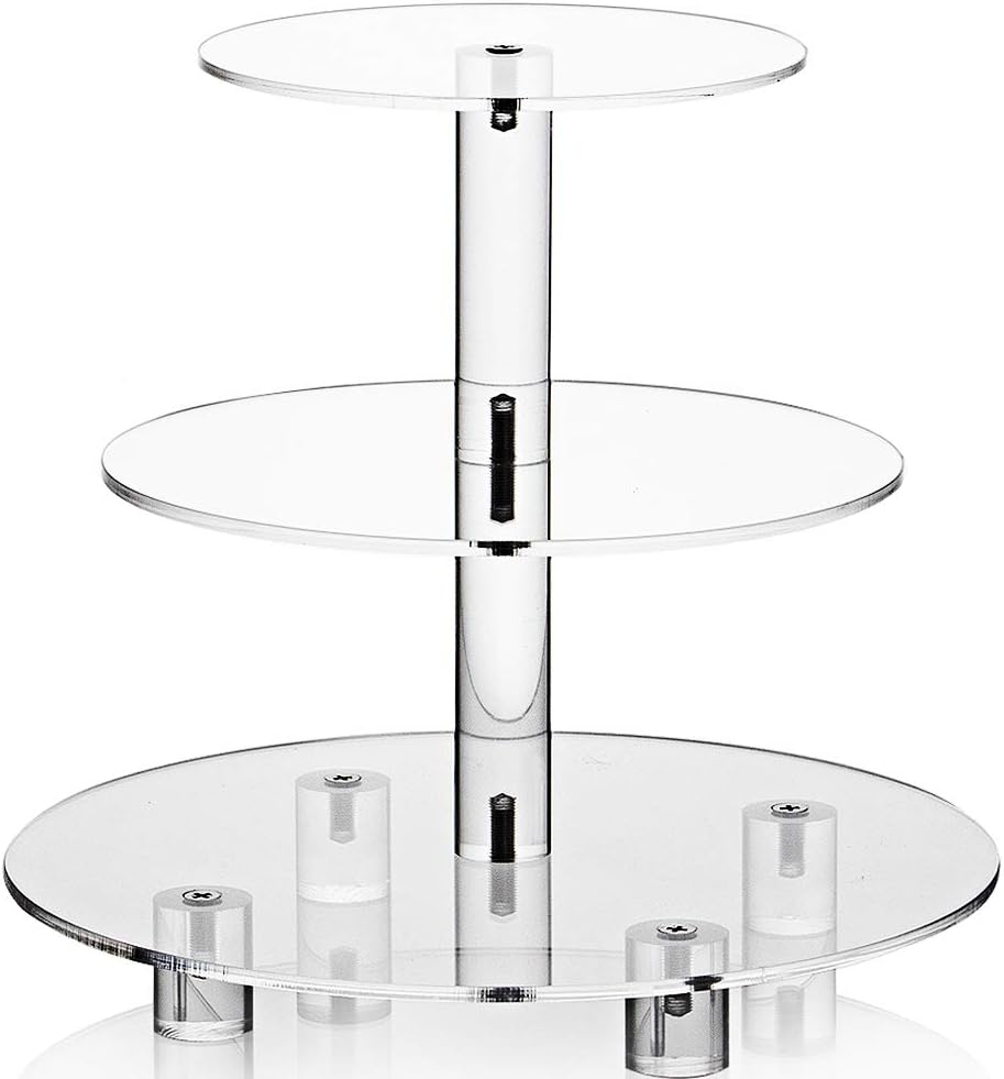 Acrylic Cupcake Stand Clear Round Dessert Tower Holder Display with Base