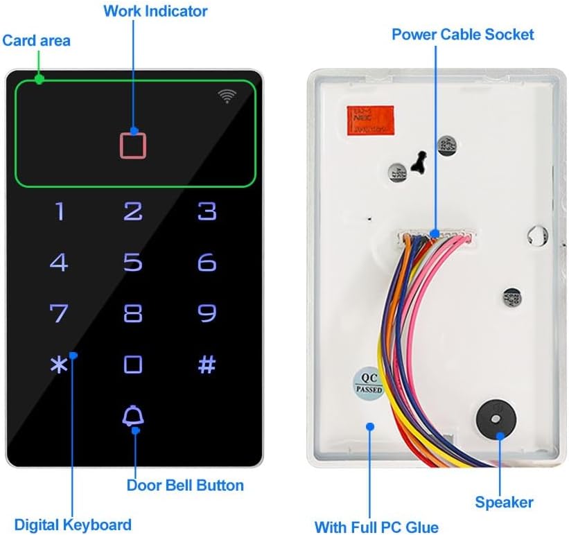 WiFi Tuya APP Access Control System Kit RFIDAccess Control Keypad, 12VDC Power Supply, Fail-Secure Electric Strike