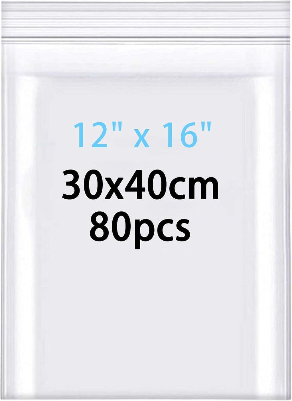 Large Heavy Duty Plastic Bags 12x18"/30x40cm 80pcs Resealable Bags 6.3mil/(Thicken) Clear Plastic Bag Poly Bag for