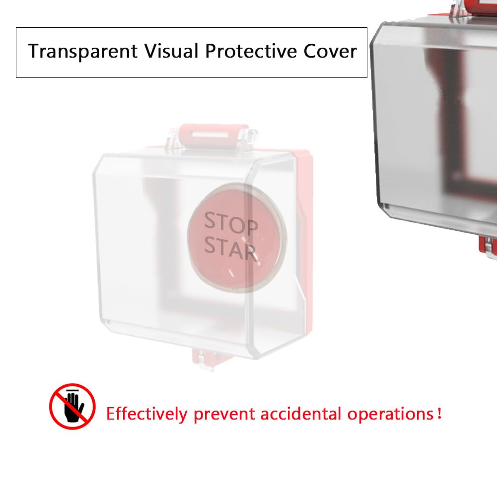 1 Pcs Emergency Stop Button Cover, Large Transparent Stop Push Button Cover, Removable Base Cover, Box Type, Push Switch Protector for Emergency Button (A Style)