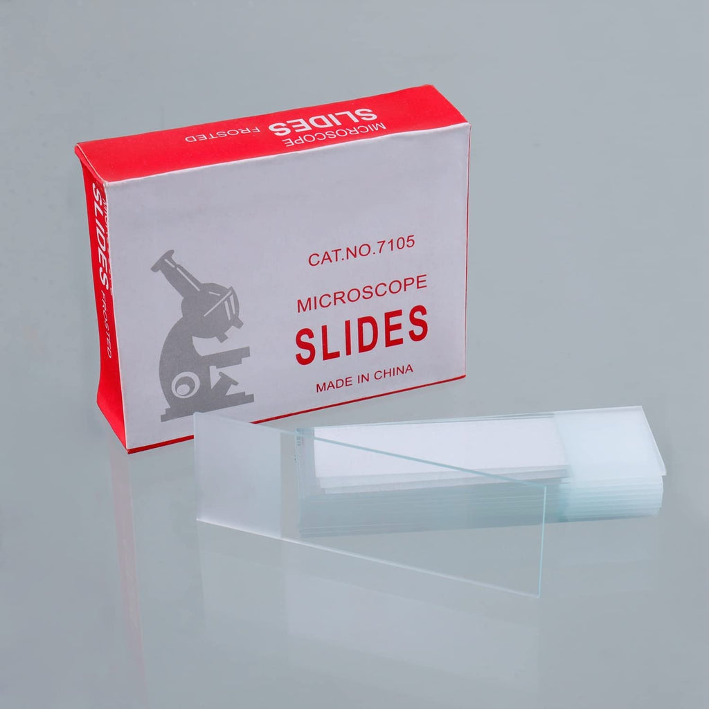 100 Pcs Pre-Cleaned Microscope Slides with Ground Edge and 200 Pcs Pre-Cleaned Microscope Cover Glasses with 4