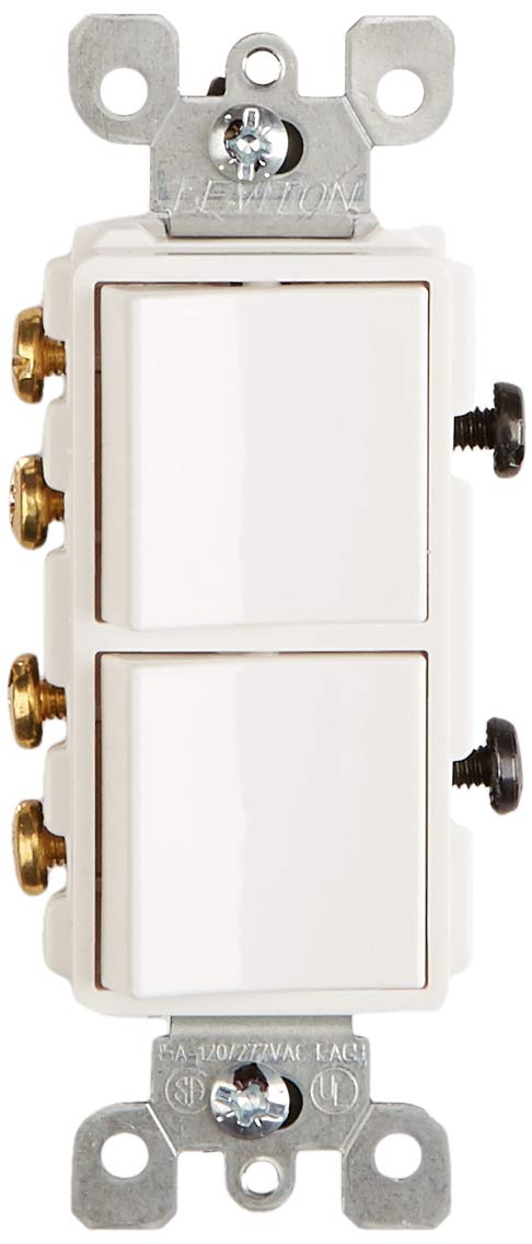 Leviton 15 Amp, 120/277 Volt, Decora Brand Style 3-Way / 3-Way AC Combination Switch, Commercial Grade, Grounding, 5643-W, White