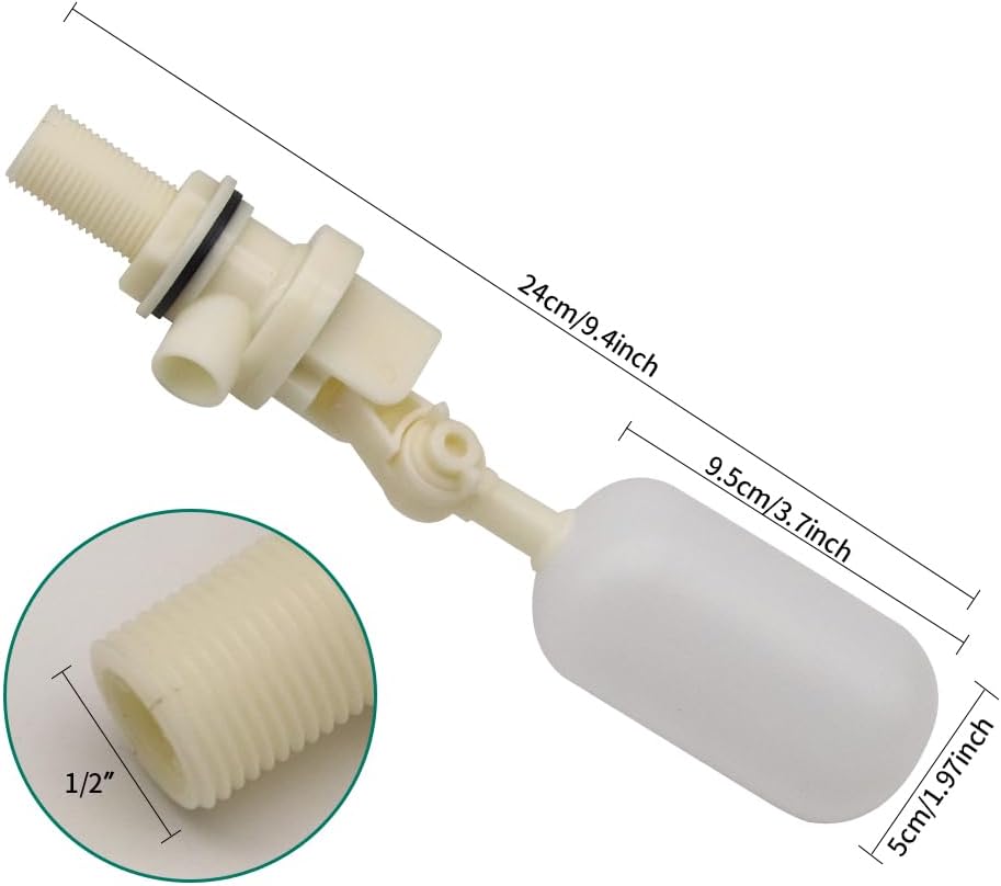Float Valve 2Pcs Water Float Ball Automatic Water Level Control for Fish Aquarium Cattle Horse Pig Water Bowl Trough