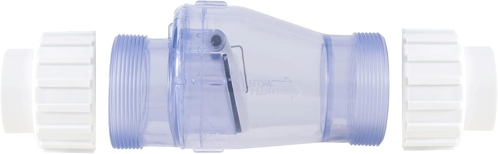 2-inch PVC Transparent Silent Check Valve - Spring-loaded - 2" Union
