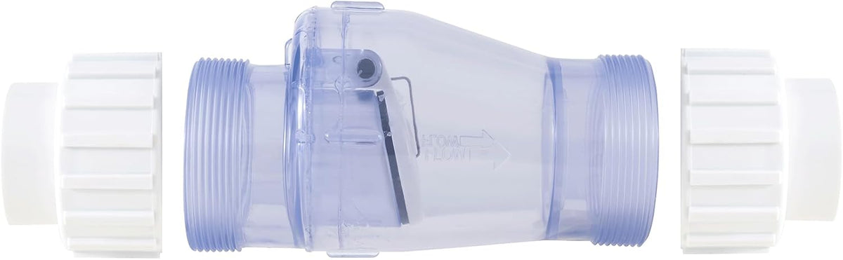 2-inch PVC Transparent Silent Check Valve - Spring-loaded - 2" Union