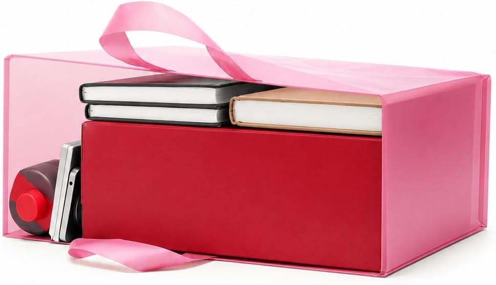 Pink Plastic Gift Bags, Frosted, 16x6x12, 50 Pack