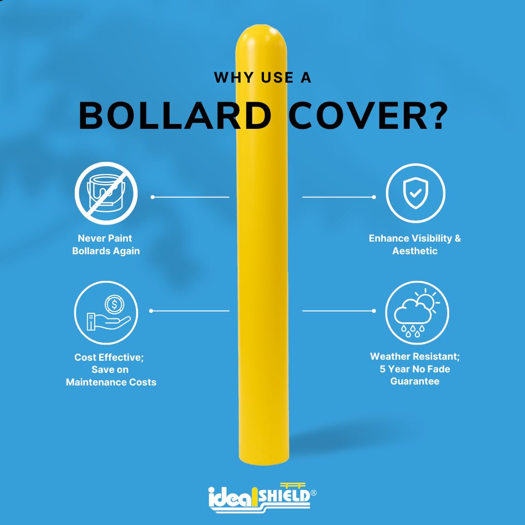 1/8" Blue Safety Bollard Cover 4" with Silver Stripes, 60" H. Installation Tape Included with Flat Top Bollard Post