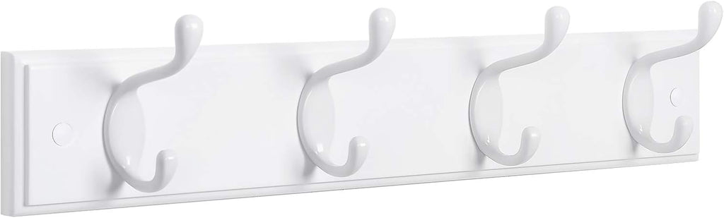 Wall-Mounted Coat Rack, Hook Rack, 4 Dual Metal Hooks