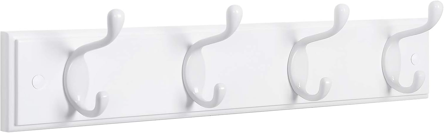 Wall-Mounted Coat Rack, Hook Rack, 4 Dual Metal Hooks
