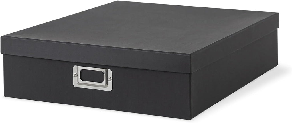 Black Scrapbook Photo Storage Box with Lid, 14.8x13x3.7 In