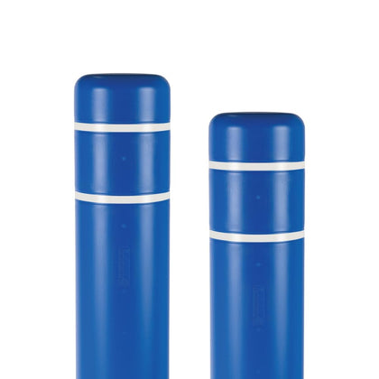BollardGard 8" x 52" 2-Pack Bollard Cover - Innoplast (Blue White Tape)