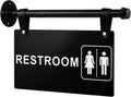 Restroom Sign, Double Sided Black Hanging Wall-Mounted Bathroom Sign