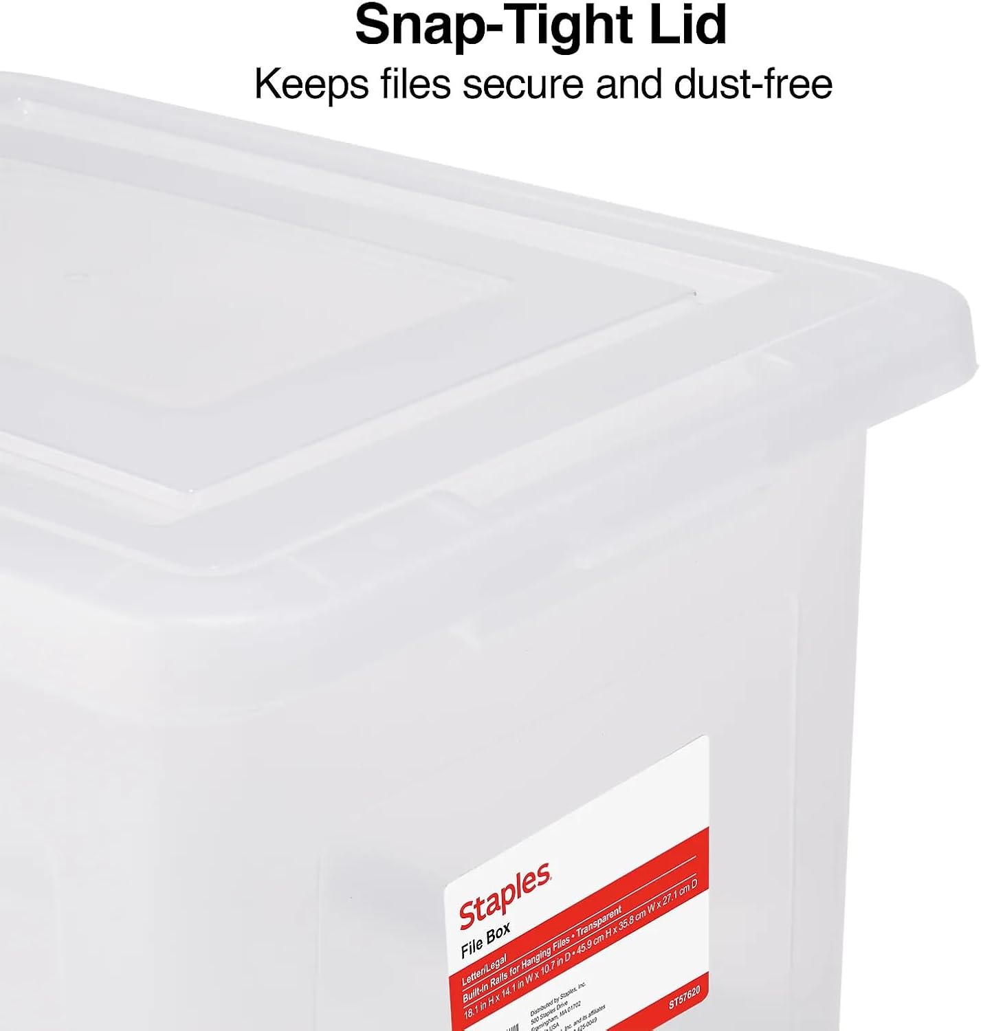 Plastic File Box with Snap Lid, Letter/Legal Size, Clear, 4/Carton