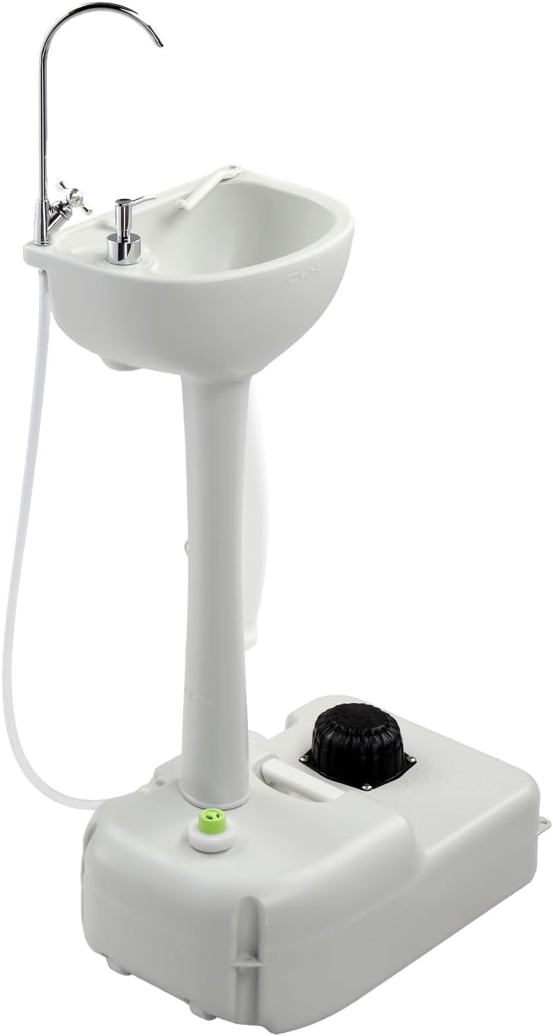 Upgraded Portable Sink| Rolling Hand Wash Basin Stand with Towel Holder & Soap Dispenser & Wheels, Perfect for